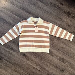 Elan Striped Polo Sweater New
